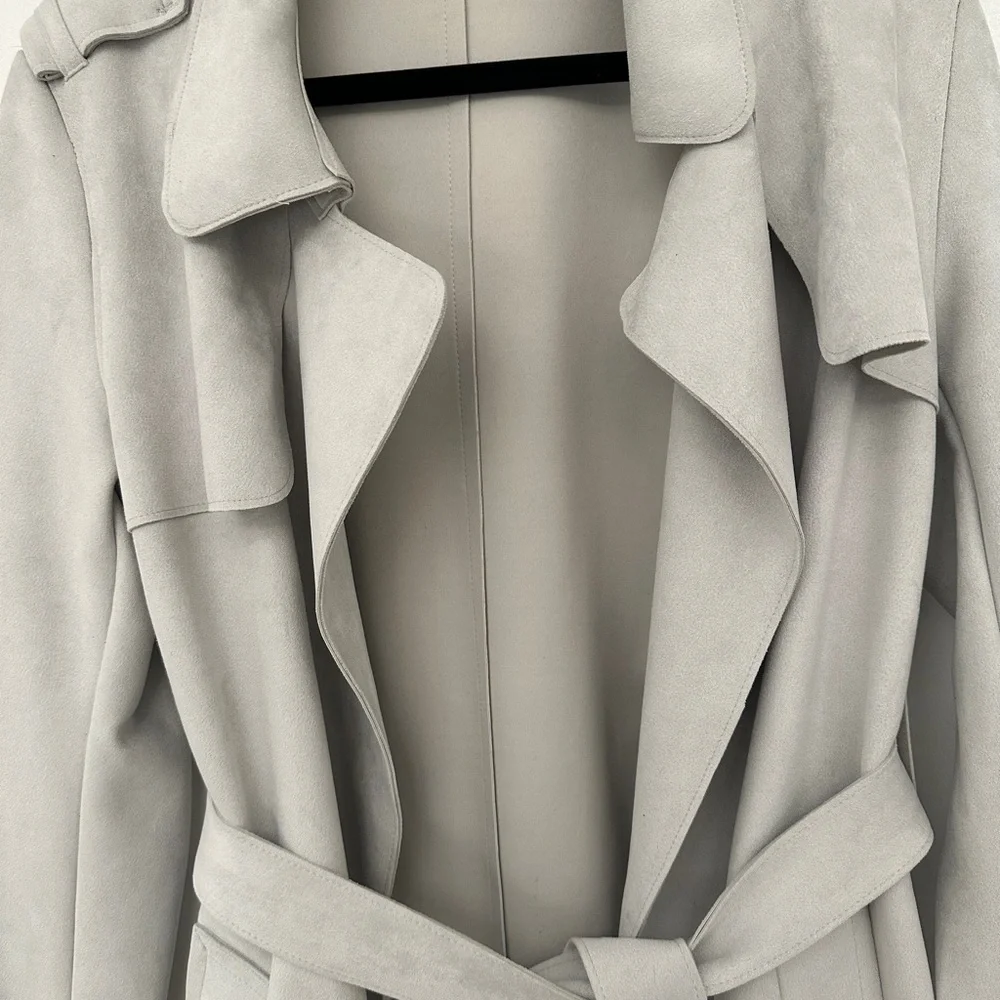 Zara Women's Light Gray Trench Coat - Picture 2 of 4